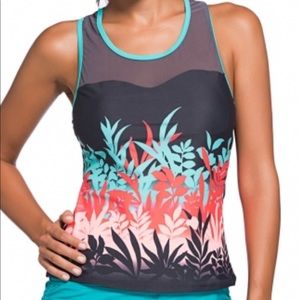 Floral Print Tankini Top Medium NWOT